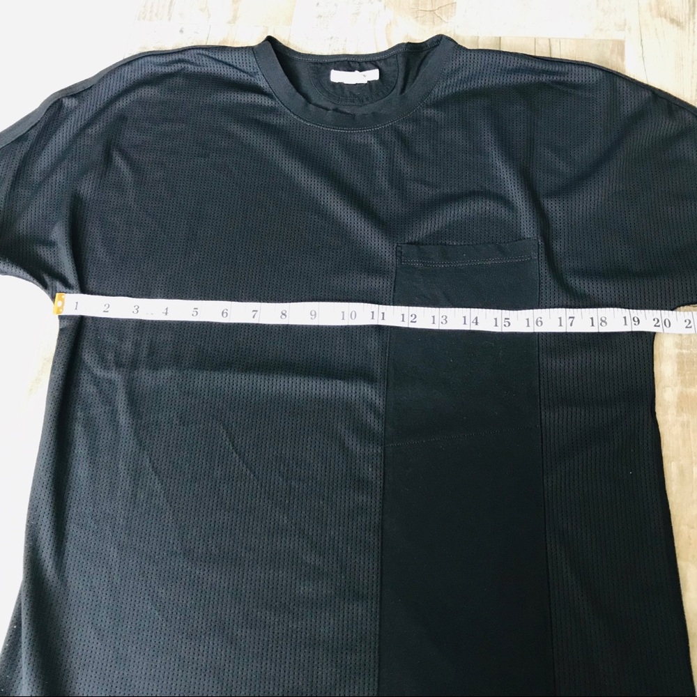 Helmut Lang half mesh black short sleeve tee Sz L - Picture 6 of 8